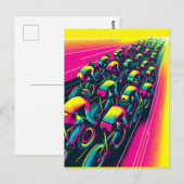 Carte Postale Course à vélo colorée (Devant / Derrière)