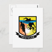 Carte Postale course à vélo de natation triathlon (Devant / Derrière)