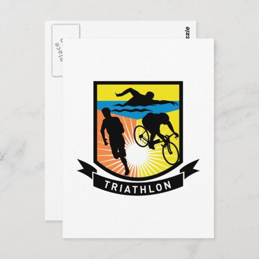 Carte Postale course à vélo de natation triathlon (Devant / Derrière)