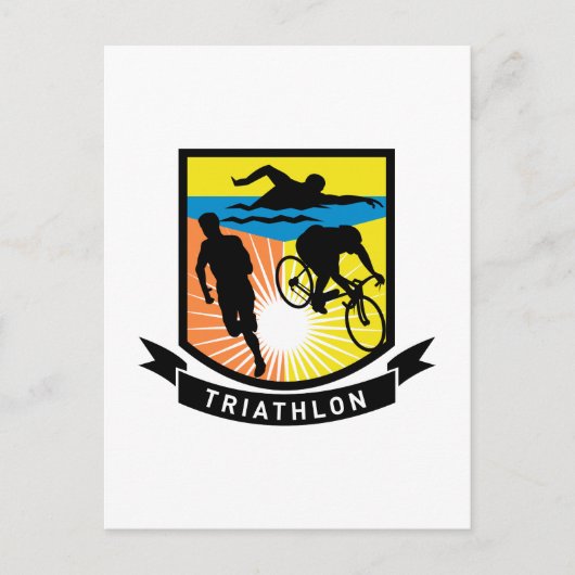 Carte Postale course à vélo de natation triathlon (Devant)