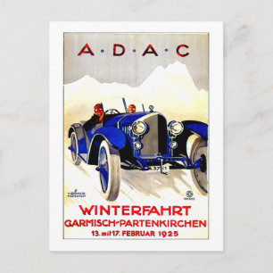 Carte Postale Course automobile allemande ADAC ~ Publicité autom