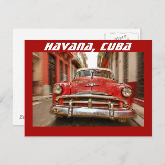 Carte Postale Course automobile dans les rues de la vieille Hava (Devant / Derrière)