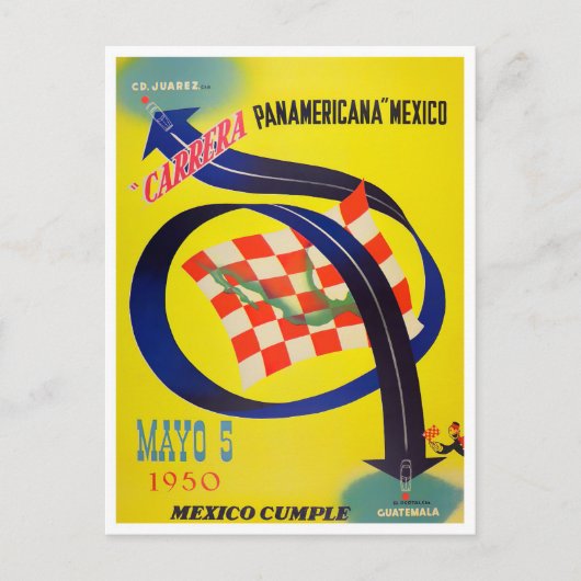 Carte Postale Course automobile vintage Carrera Panamericana 195 (Devant)