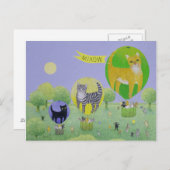 Carte Postale Course de ballon de chat (Devant / Derrière)