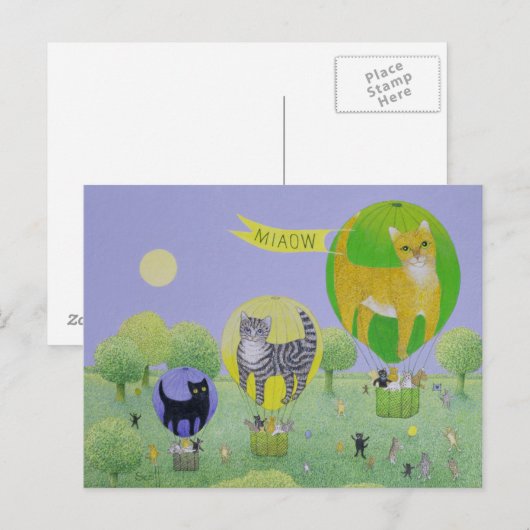 Carte Postale Course de ballon de chat (Devant / Derrière)