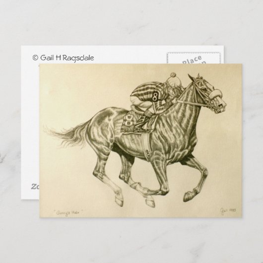 Carte postale Course de cheval (Devant / Derrière)