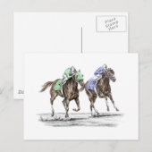 Carte Postale Course de chevaux à Thoroughbred (Devant / Derrière)