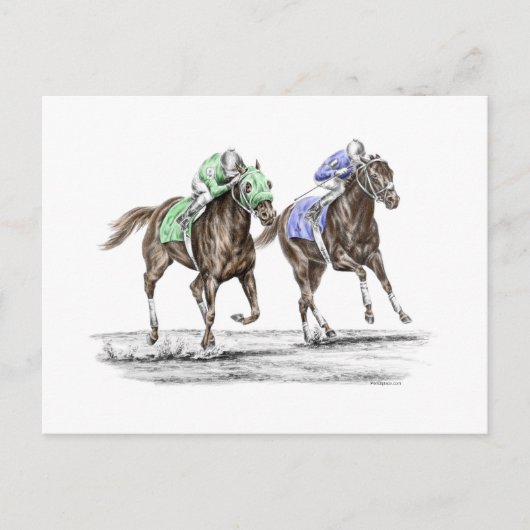Carte Postale Course de chevaux à Thoroughbred (Devant)