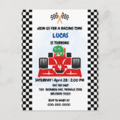 Carte Postale Course de dinosaure d'anniversaire voiture garçon (Devant)