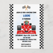 Carte Postale Course de dinosaure d'anniversaire voiture garçon  (Devant)