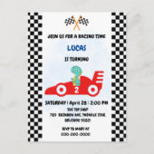 Carte Postale Course de dinosaure d'anniversaire voiture garçon  (Devant)