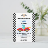 Carte Postale Course de dinosaure d'anniversaire voiture garçon  (Debout devant)