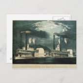Carte Postale Course de minuit sur le Mississippi, 1875 (Devant / Derrière)