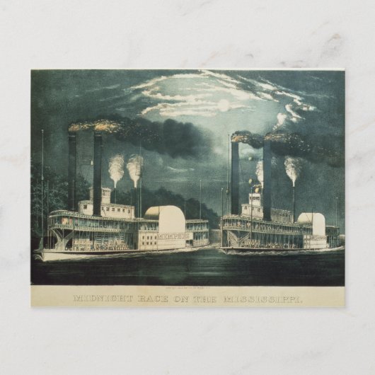 Carte Postale Course de minuit sur le Mississippi, 1875 (Devant)