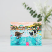 Carte Postale Course de natation pour chiens (Debout devant)