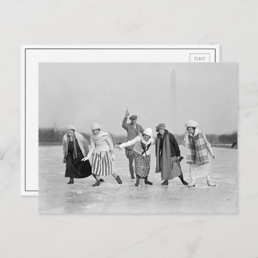 Carte Postale Course de patinage sur glace, 1925 (Devant / Derrière)