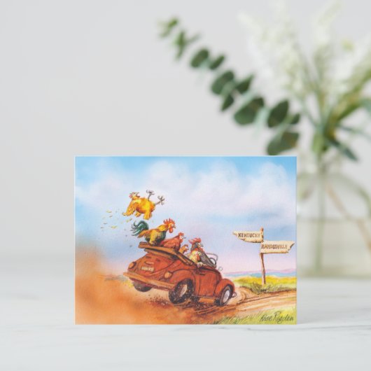 Carte Postale course de poulet (Debout devant)