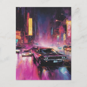 Carte Postale Course de rue nocturne dans la ville animée