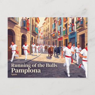 Carte Postale Course des taureaux Pampelune, Espagne