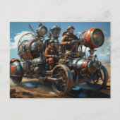 Carte Postale Course des voitures de fond Steampunk (Devant)