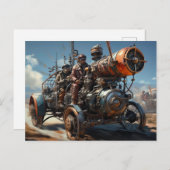 Carte Postale Course des voitures de fond Steampunk (Devant / Derrière)