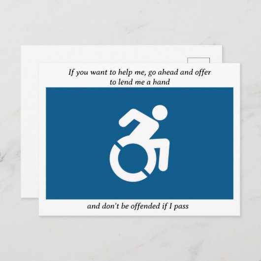 Carte Postale Course en fauteuil roulant (Devant / Derrière)