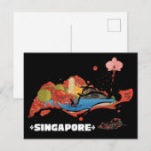 Carte Postale Course nocturne F1 de Singapour illustrée (Devant / Derrière)