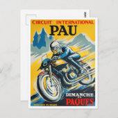 Carte Postale Course vintage moto Pau 1949 (Devant / Derrière)