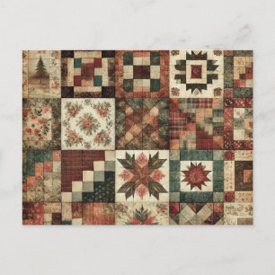Carte Postale Courtepointe en terre cuite Motif floral rustique