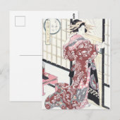 Carte Postale Courtesan japonais Ukiyo-e avec des ornements de c (Devant / Derrière)