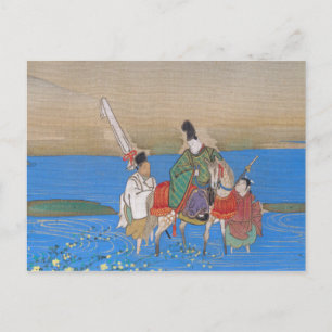 Carte Postale Courtisan masculin traversant à cheval la rivière