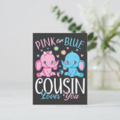 Carte Postale Cousin Rose Ou Bleu T'aime Éléphant Bébé (Debout devant)