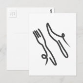 Carte Postale Couteau alimentaire et fourche moderne gris et bla (Devant / Derrière)