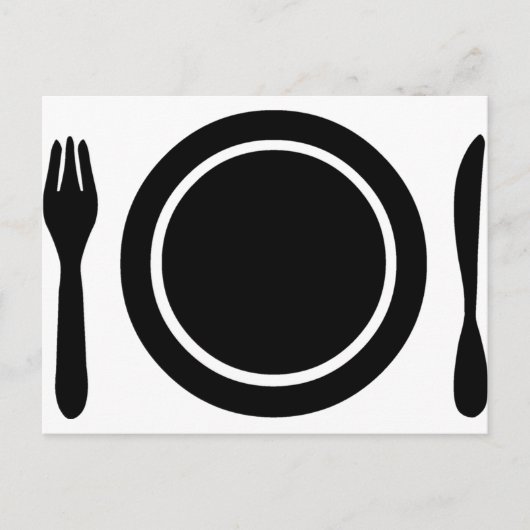 Carte Postale Couteau, fourchette et assiette. (Devant)