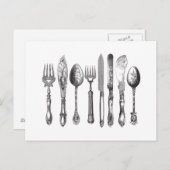 Carte Postale Couteaux vintages Couteau blanc noir fourche coute (Devant / Derrière)