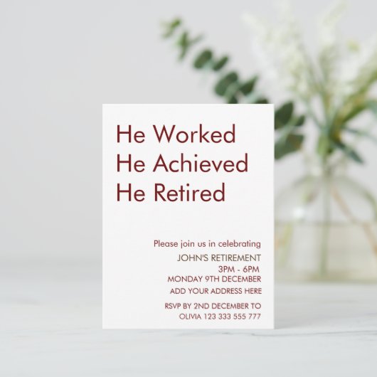 Carte Postale Coutume de retraite Il a travaillé Il a réussi Il (Debout devant)