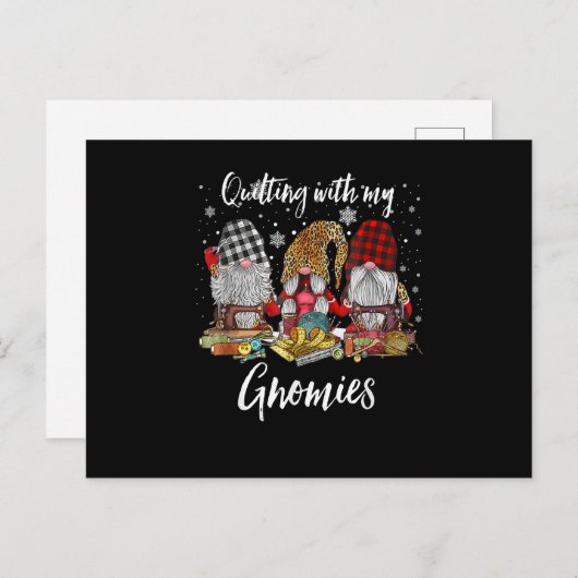 Carte Postale Couture avec mes Gnomies Noël Gnomes Fêtes (Devant / Derrière)