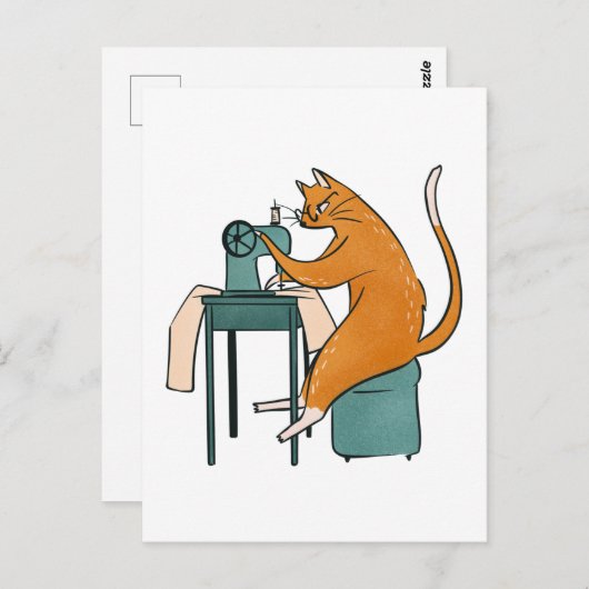 Carte Postale Couture vintage de chat (Devant / Derrière)
