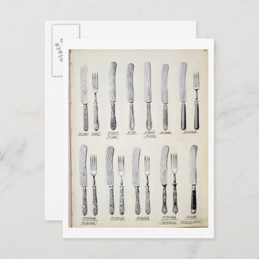 Carte Postale Couverts, à partir d'un catalogue commercial (Devant / Derrière)