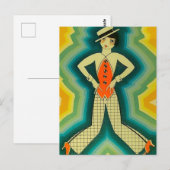 Carte Postale Couverture Art Déco « Dancer » par Jose Carlos (Devant / Derrière)