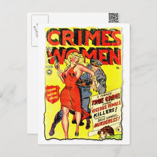 Carte Postale Couverture de bande dessinée de l'Âge d'Or « Crime (Devant / Derrière)