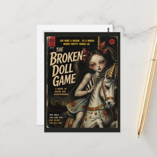 Carte Postale Couverture de livre d'horreur de fantasy Broken Do (Devant/Arrière en situation)