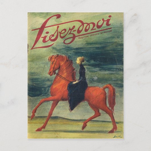 Carte Postale Couverture, Lisez-Moi, Dame à cheval (Devant)