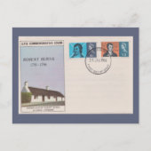 Carte Postale Couverture Premier Jour Robert Burns 1966 Antique (Devant)