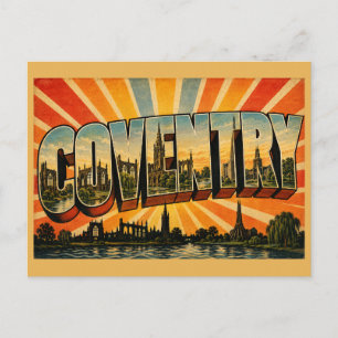 Carte Postale Coventry Angleterre Art de Voyage Historique Vinta