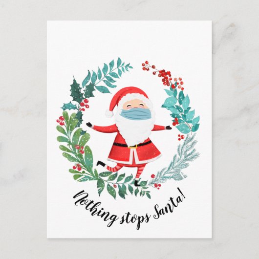Carte Postale covid19 2020 nothing stops Santa christmas tree (Devant)