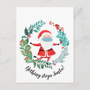 Carte Postale covid19 2020 rien n'arrête Père Noël noël arbre