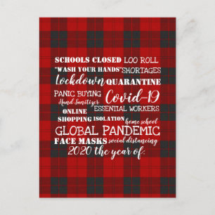 Carte Postale covid-19 2020 l'année de fermeture masques visage