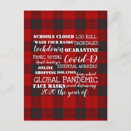 Carte Postale covid-19 2020 l'année de fermeture masques visage (Devant)