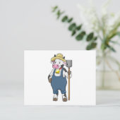 Carte Postale Cow as Farmer with Pitchfork (Debout devant)
